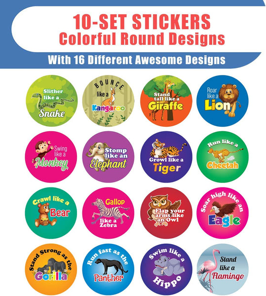 Safari Animals Stickers (10 Sets X 16 Designs)