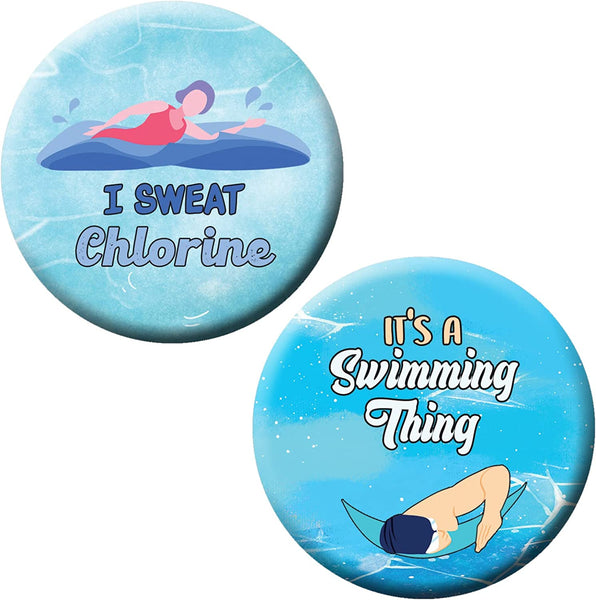 Creanoso Swimming Pin buttons (1 X 10 Designs) - Stocking Stuffers Premium Quality Gift Ideas for Children, Teens, & Adults - Corporate Giveaways & Party Favors