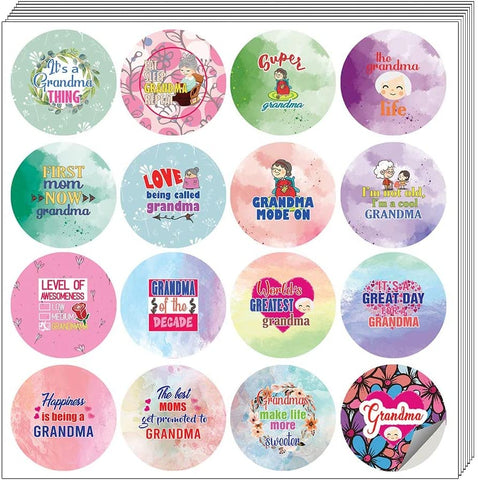 Creanoso I Am A Sweet Grandmama Stickers (20 Sets X 16 Designs) â€“ Sticker Card Giveaways for Granparents â€“ Awesome Stocking Stuffers Gifts for Grandparents