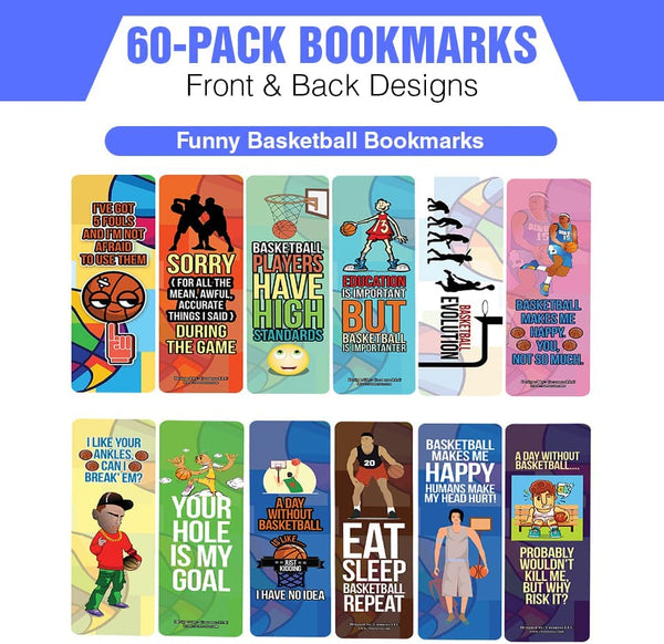 Funny Basketball Bookmarks (10-Sets X 6 Cards)