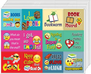 Emoji Stickers Inspirational Book Reading Sayings for Bookworms (20-Sheet) - 240 Labels Reading Quotes â€“ Gift Rewards Ideas â€“ Parents Teachers Classroom Incentives