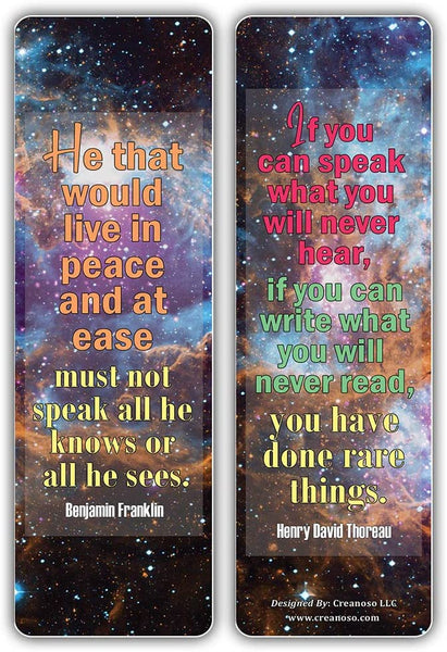 Creanoso Speak Up Quotes Series 2 Quotes Bookmark Cards (60-Pack) Ã¢â‚¬â€œ Premium Gifts Bookmarks for Bookworm Ã¢â‚¬â€œ Stocking Stuffers for Men, Women, Managers, Leaders Ã¢â‚¬â€œ Office Supplies Ã¢â‚¬â€œ DIY Kit