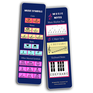 Creanoso Inspirational Music Symbols Bookmarks - Great Music Learning Gifts for Men Women