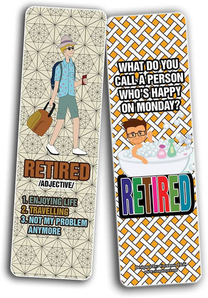 Creanoso Funny Retired Bookmarks (2-Sets X 6 Cards) â€“ Daily Inspirational Card Set â€“ Interesting Book Page Clippers â€“ Great Gifts for Adults and Teens