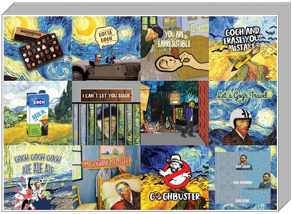 Creanoso Obsessed with Van Gogh Stickers Series 1 (10-Sheet) â€“ Total 120 pcs (10 X 12pcs) Individual Small Size 2.1 x 2. Inches , Waterproof, Unique Personalized Themes Designs, Any Flat Surface DIY Decoration Art Decal for Boys & Girls, Children, Teens
