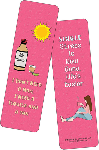 Creanoso Funny Single Bookmarks (30-Pack) - Reward Incentives for Students and Children - Stocking Stuffers Party Favors & Giveaways for Teens & Adults