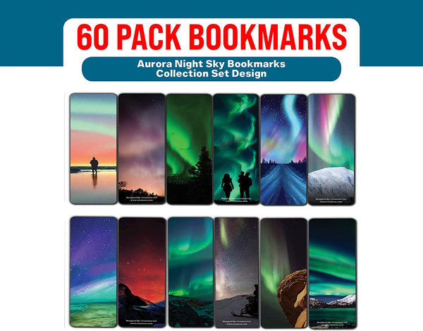 Creanoso Aurora Night Sky Bookmarks (10 Sets x 6 Cards) â€“ Daily Inspirational Card Set â€“ Interesting Book Page Clippers â€“ Great Gifts for Kids and Teens