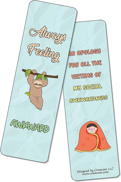 Funny Socially Awkward Bookmarks (2-Sets X 6 Cards)