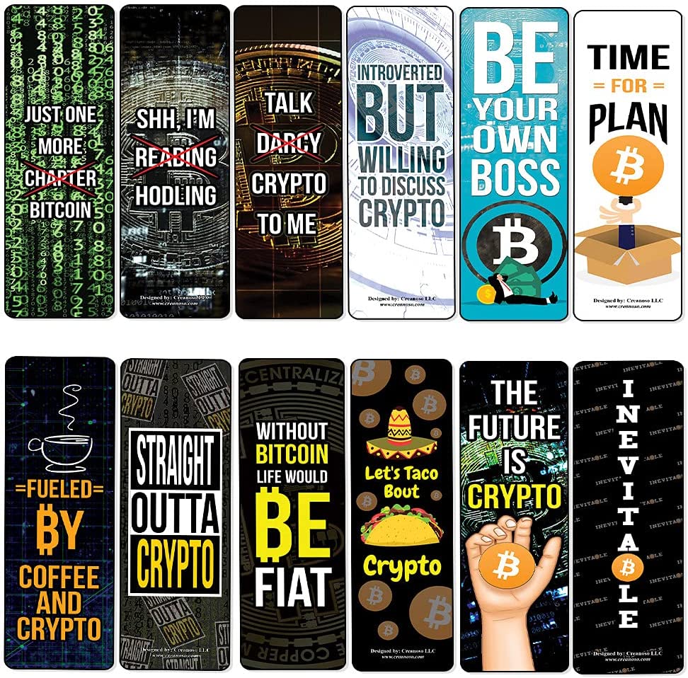 Funny Cryptocurrency Bookmarks Cards (10-Sets X 6 Cards)