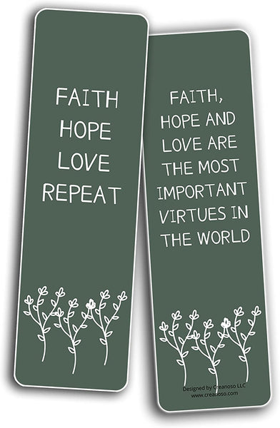 Creanoso Faith, Hope and Love Bookmarks (5-Sets X 6 Cards) â€“ Daily Inspirational Card Set â€“ Interesting Book Page Clippers â€“ Great Gifts for Adults and Teens