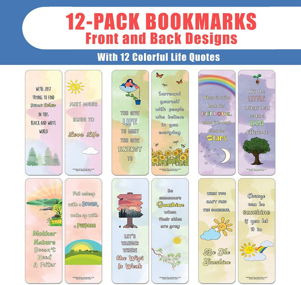 Motivational Watercolor Nature Bookmarks (2-sets X 6 Cards)