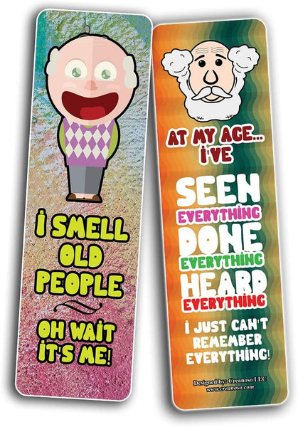 Creanoso Funny Old Age Bookmarks (10-Sets X 6 Cards) â€“ Daily Inspirational Card Set â€“ Interesting Book Page Clippers â€“ Great Gifts for Adults and Teens