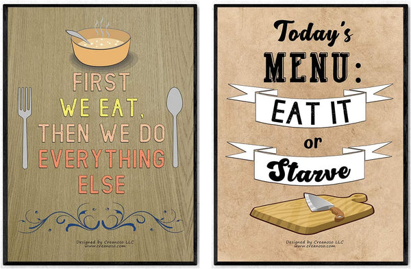 Creanoso Kitchen Quotes and Sayings Poster Prints (24-Pack) - Stocking Stuffers Gifts for Men Women Professionals Adults â€“ Cool Wall Art Decal DÃ©cor for Home Office Classroom Storage Room â€“ Great for Wall Hanging