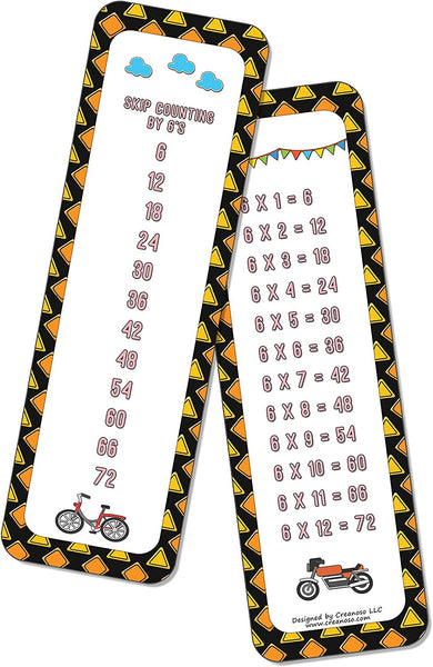 Skip Counting Chart Bookmark Cards - Vehicle Transportation Theme (6-Set X 6 Cards)
