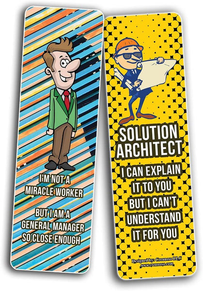 Creanoso Funny Profession Job Bookmarks (5-Sets X 6 Cards) â€“ Daily Inspirational Card Set â€“ Interesting Book Page Clippers â€“ Great Gifts for Adults and Teens
