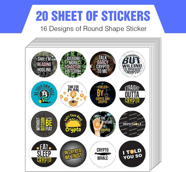 Funny Cryptocurrency Stickers (20 Sets X 16 Designs)