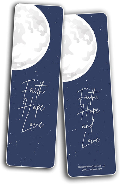 Creanoso Faith, Hope and Love Bookmarks (2-Sets X 6 Cards) â€“ Daily Inspirational Card Set â€“ Interesting Book Page Clippers â€“ Great Gifts for Adults and Teens