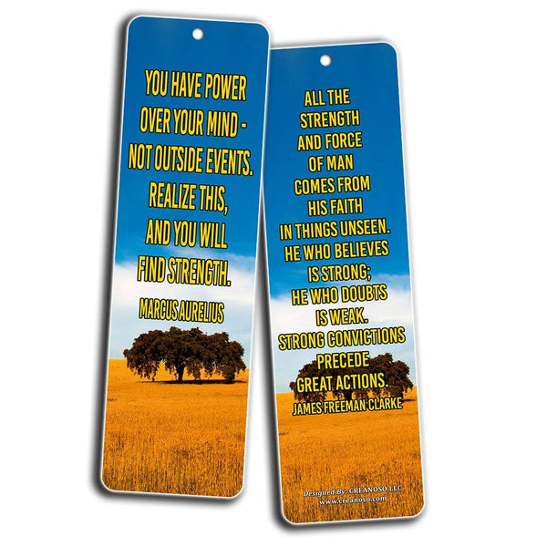 Creanoso Inspirational Stay Strong Quotes Bookmarks (60-Pack) - Positive Affirmation Sayings Cards