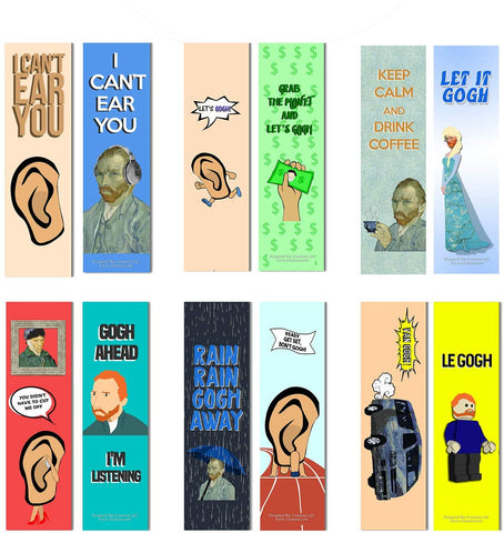 Creanoso Funny Bookmark Series 1 - Vincent Van Gogh Jokes (60-Pack) - Stocking Stuffers Gifts for Men Women Teens Kids