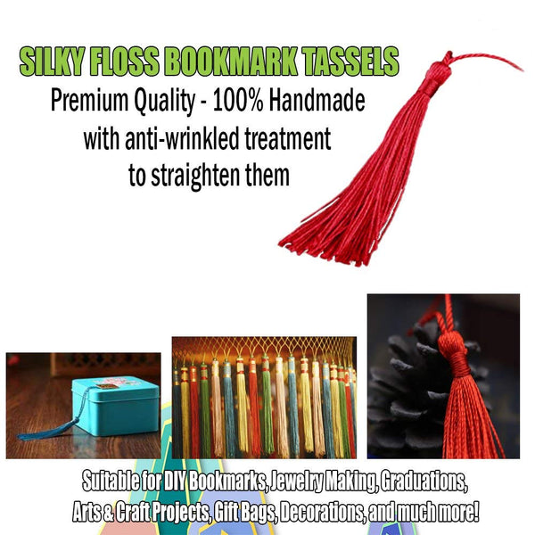 Creanoso Bookmark Tassels (100-Pack)- for Bookmarks, Jewelry Making, Souvenir, Party Favors, DIY