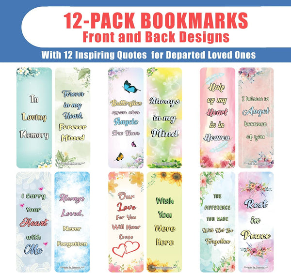 Creanoso In Loving Memory Bookmarks (2-Sets X 6 Cards) â€“ Daily Inspirational Card Set â€“ Interesting Book Page Clippers â€“ Great Gifts for Adults and Teens