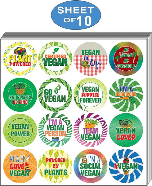 Vegan Stickers (10 Sets X 16 Designs)