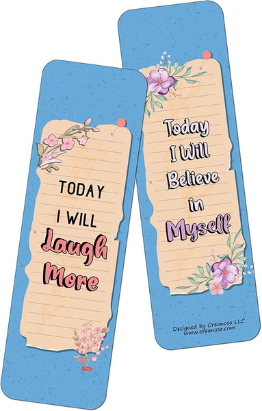 Creanoso Today I Will Bookmarks (30-Pack) â€“ Daily Inspirational Card Set â€“ Interesting Book Page Clippers â€“ Great Gifts for Kids and Teens