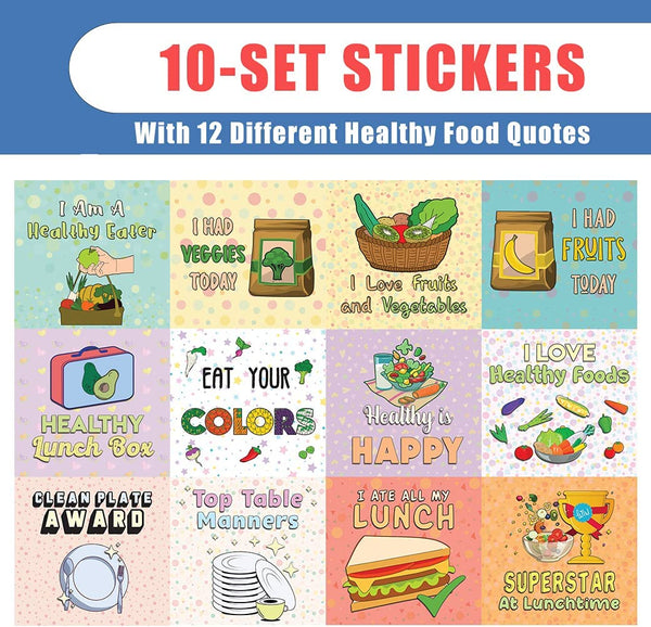 Healthy Lunchbox Stickers (10 Sets X 12 Designs)