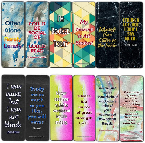Creanoso Introvert Bookmark Cards (30-Pack) Ã¢â‚¬â€œ Inspiring Inspirational Bookmarker Cards Set - Premium Stocking Stuffers Gifts for Bookworms, Book Lovers, Bibliophiles Ã¢â‚¬â€œ Great Stocking Stuffers Gifts