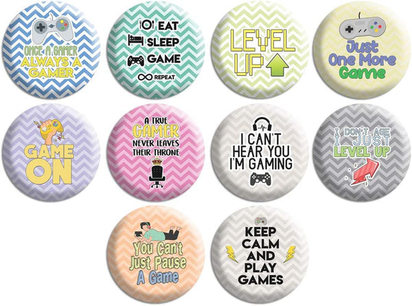 Creanoso Funny Pinback Buttons - Gamer (10-Pack) - Stocking Stuffers Premium Quality Gift Ideas for Children, Teens, & Adults - Corporate Giveaways & Party Favors