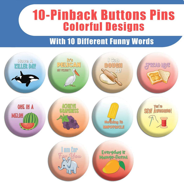 Funny Positive Puns Pinbutton (10-Packs)