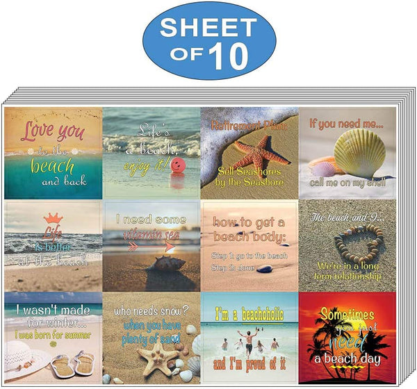 Creanoso Humor and Fun Beach Stickers (10-Sheet) Ã¢â‚¬â€œ Funny and Inspiring Beach Travel Stickers