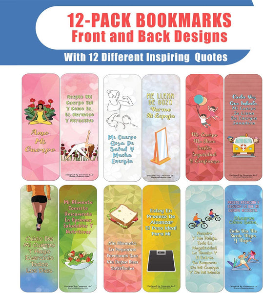 Creanoso Spanish Afirmaciones Positivas Bookmarks Cards Series 3 (12-Pack)- Positividad Corporal