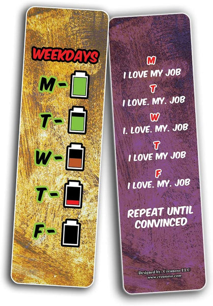 Funny work week Bookmarks (10-Sets X 6 Cards)