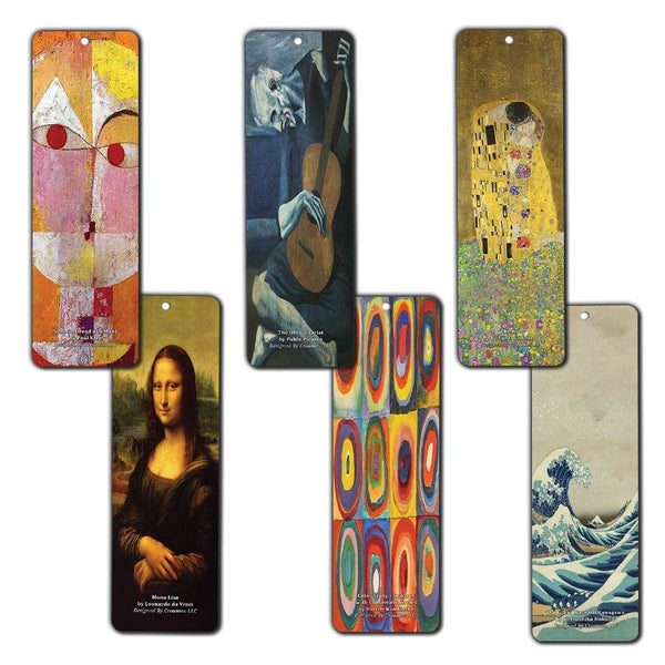 Creanoso Famous Art Bookmarks (12-Pack) - Famous Painting Collection Pack - Great Gift Ideas