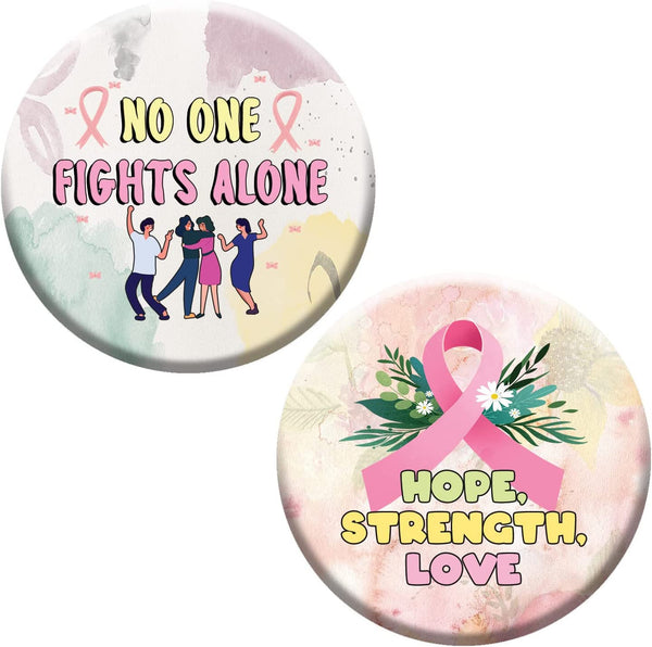 Creanoso Breast Cancer Awareness Pin Buttons (1-Set X 10 Buttons) - Stocking Stuffers Premium Quality Gift Ideas for Children, Teens, & Adults - Corporate Giveaways & Party Favors
