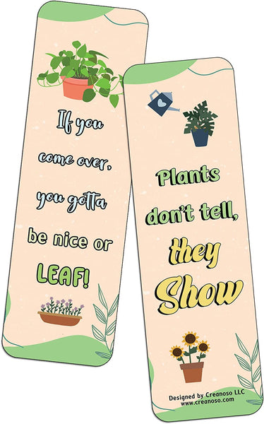 Creanoso Funny Plant Life Quotes Bookmarks (2-Sets X 6 Cards) â€“ Daily Inspirational Card Set â€“ Interesting Book Page Clippers â€“ Great Gifts for Adults and Teens