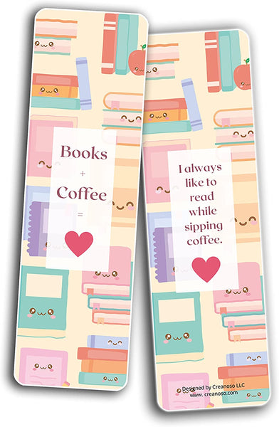 Creanoso Books and Coffee Lovers Bookmarks (5-Sets X 6 Cards) â€“ Daily Inspirational Card Set â€“ Interesting Book Page Clippers â€“ Great Gifts for Adults and Teens