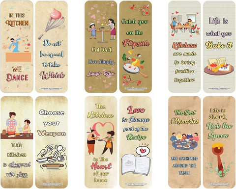 Creanoso Kitchen Quotes and Sayings Bookmarks (10-Sets X 6 Cards) â€“ Daily Inspirational Card Set â€“ Interesting Book Page Clippers â€“ Great Gifts for Adults and Teens
