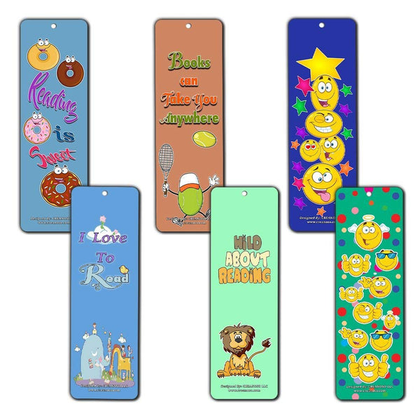 Creanoso Emoji Bookmarks Cards (60-Pack)- Smiley Face Emoticon Bookmarker - Books Reading Rewards