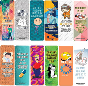 Creanoso Funny Adulthood Bookmarks (10-Sets X 6 Cards) â€“ Daily Inspirational Card Set â€“ Interesting Book Page Clippers â€“ Great Gifts for Adults