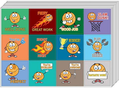 Creanoso Motivational Basketball Sport Series Stickers - Stickies for Boys, Girls, Kids