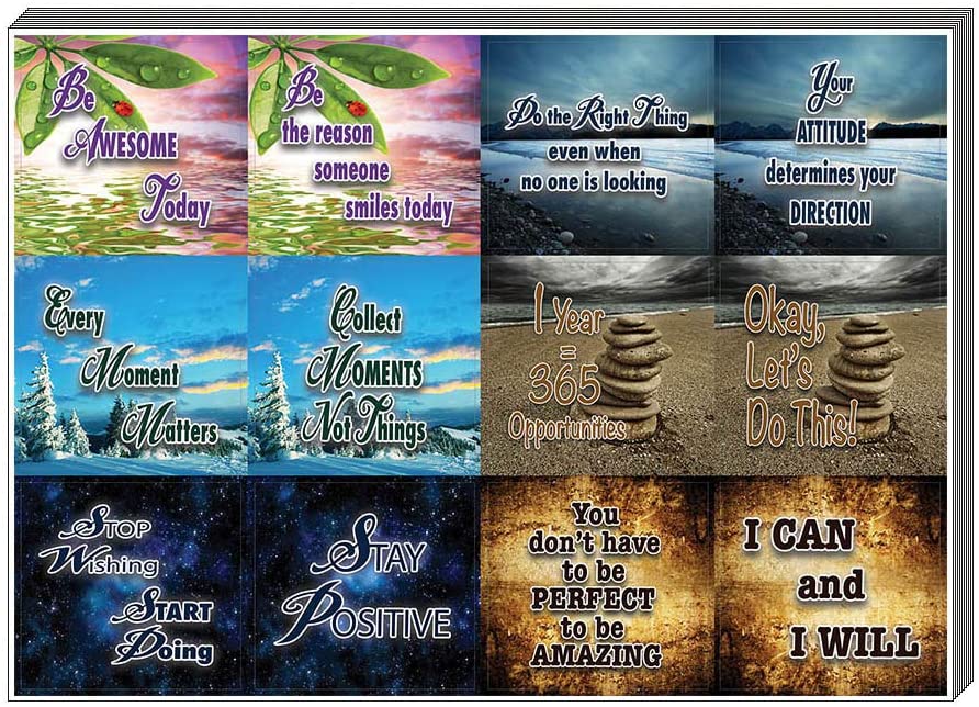 Creanoso Happiness Life Quotes Positive Stickers (10-Sheet) â€“ Total 120 pcs (10 X 12pcs) Individual Small Size 2.1 x 2. Inches , Waterproof, Unique Personalized Themes Designs, Any Flat Surface DIY Decoration Art Decal for Boys & Girls, Children, Teens