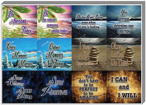 Creanoso Happiness Life Quotes Positive Stickers (10-Sheet) â€“ Total 120 pcs (10 X 12pcs) Individual Small Size 2.1 x 2. Inches , Waterproof, Unique Personalized Themes Designs, Any Flat Surface DIY Decoration Art Decal for Boys & Girls, Children, Teens