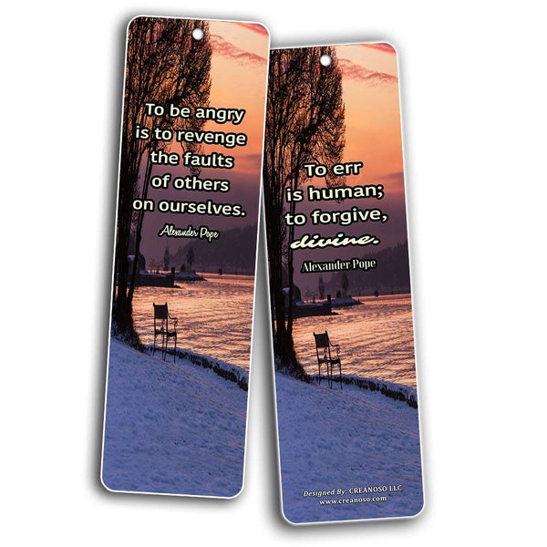 Creanoso Inspirational Bookmarks Cards - Anger Management & Forgiveness Quotes (60-Pack) - Best Set