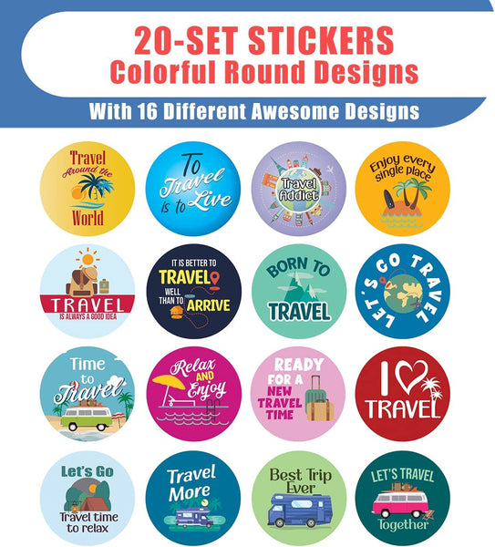 Creanoso Travel Goals Sticker (20 Sets X 16 Designs) â€“ Sticker Card Giveaways for Kids â€“ Awesome Stocking Stuffers Gifts for Boys & Girls â€“ Classroom Home Rewards Enticements