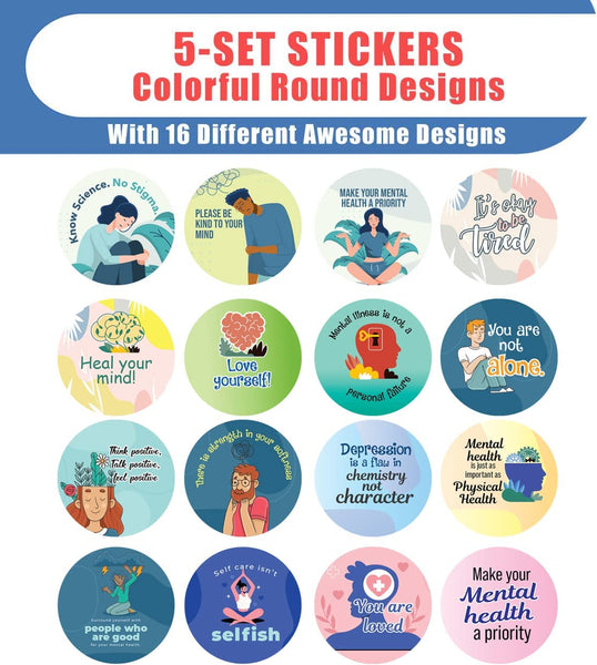 Mental Awareness Stickers (5 Sets X 16 Designs)