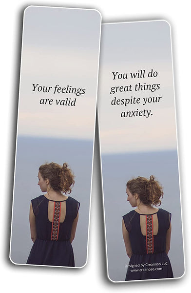 Creanoso Mental Health Matters Bookmarks (2-Sets X 6 Cards) â€“ Daily Inspirational Card Set â€“ Interesting Book Page Clippers â€“ Great Gifts for Adults and Teens