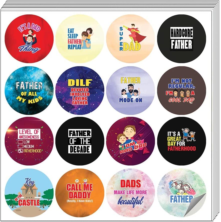 Creanoso I Am A Great Father Stickers (5 Sets X 16 Designs) â€“ Sticker Card Giveaways for Fathers â€“ Awesome Stocking Stuffers Gifts for Parents and Fathers