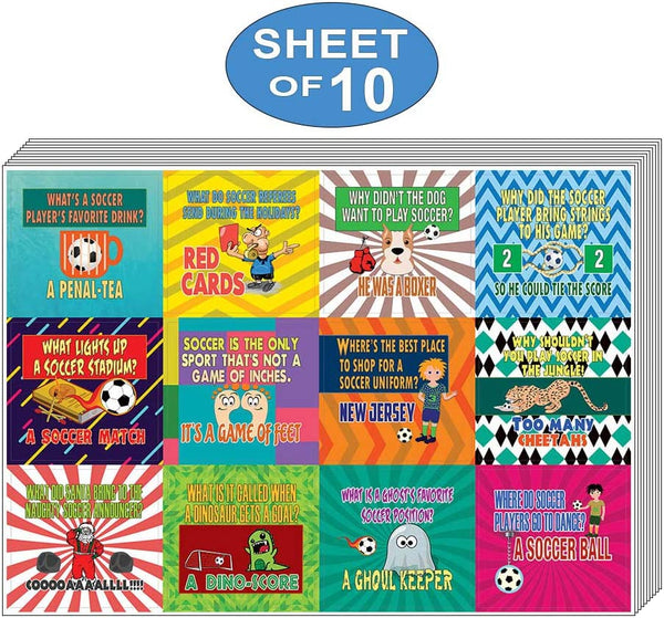 Creanoso Playing Soccer Funny Sports Jokes Stickers (10-Sheet) â€“ Total 120 pcs (10 X 12pcs) Individual Small Size 2.1 x 2. Inches , Waterproof, Unique Personalized Themes Designs, Any Flat Surface DIY Decoration Art Decal for Boys & Girls, Children, Tee